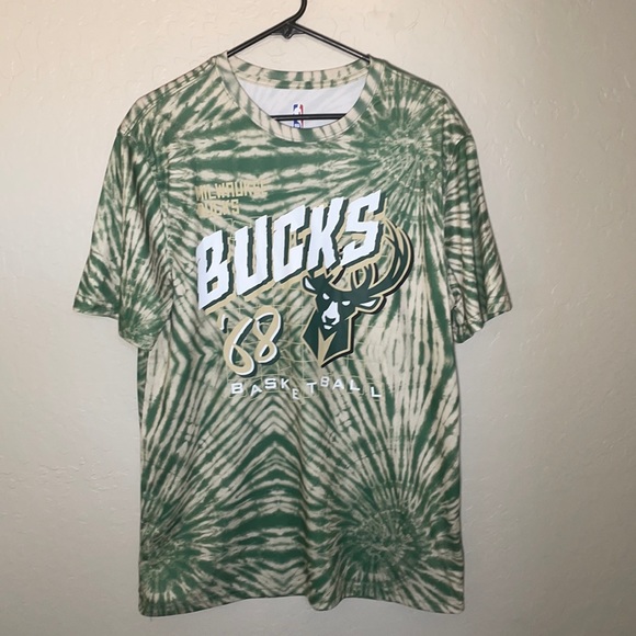 NBA Authentic Men's Milwaukee Bucks Green Tie-Dye T-Shirt Size Large - Picture 1 of 5